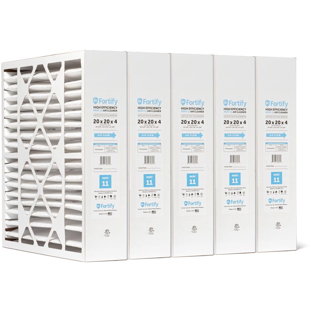 Fortify 20x20x4 MERV 11 Furnace Air Filter Fits Honeywell. Case of 5