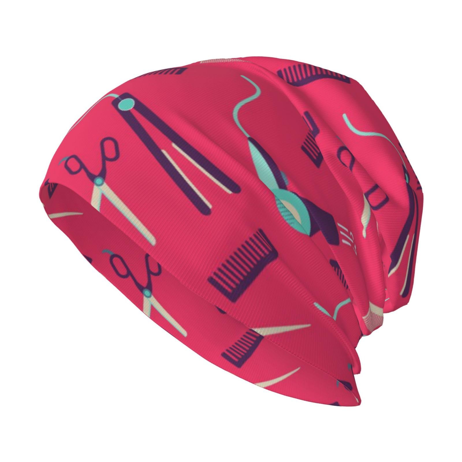 NIXNUTUnisex Jersey Beanie Barbershop Tools Scissors Razor Comb Adult Men's Knit Hat,Unisex Beanie Hats,Soft Knit Hat Black