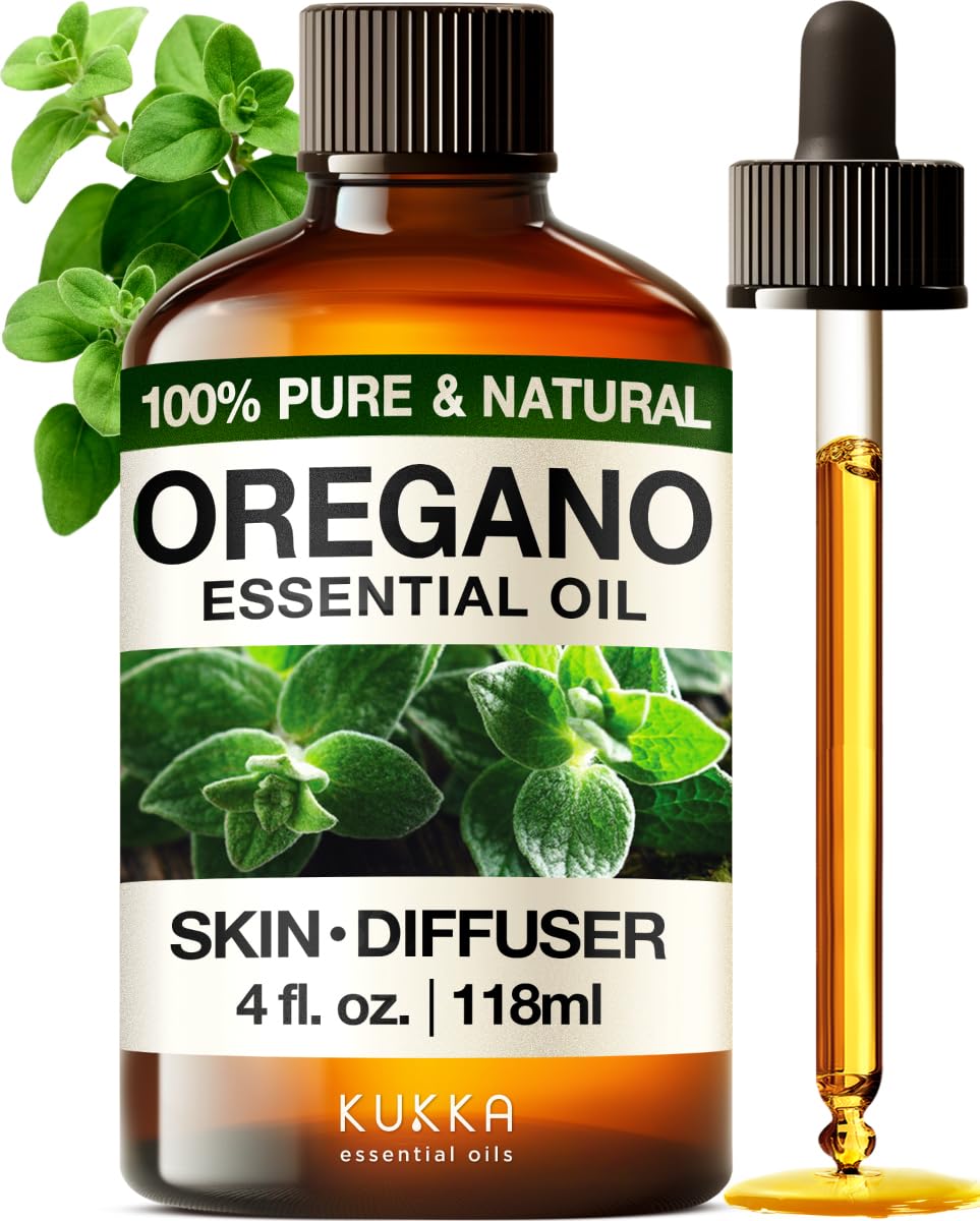 Kukka Oregano Essential Oil for Skin - 118ml - 100% Pure Natural, Earthy & Herbaceous Scent, for Diffuser, Nails, Candle & Soap Making Scent DIYUSDA OrganicClimatePartner certified