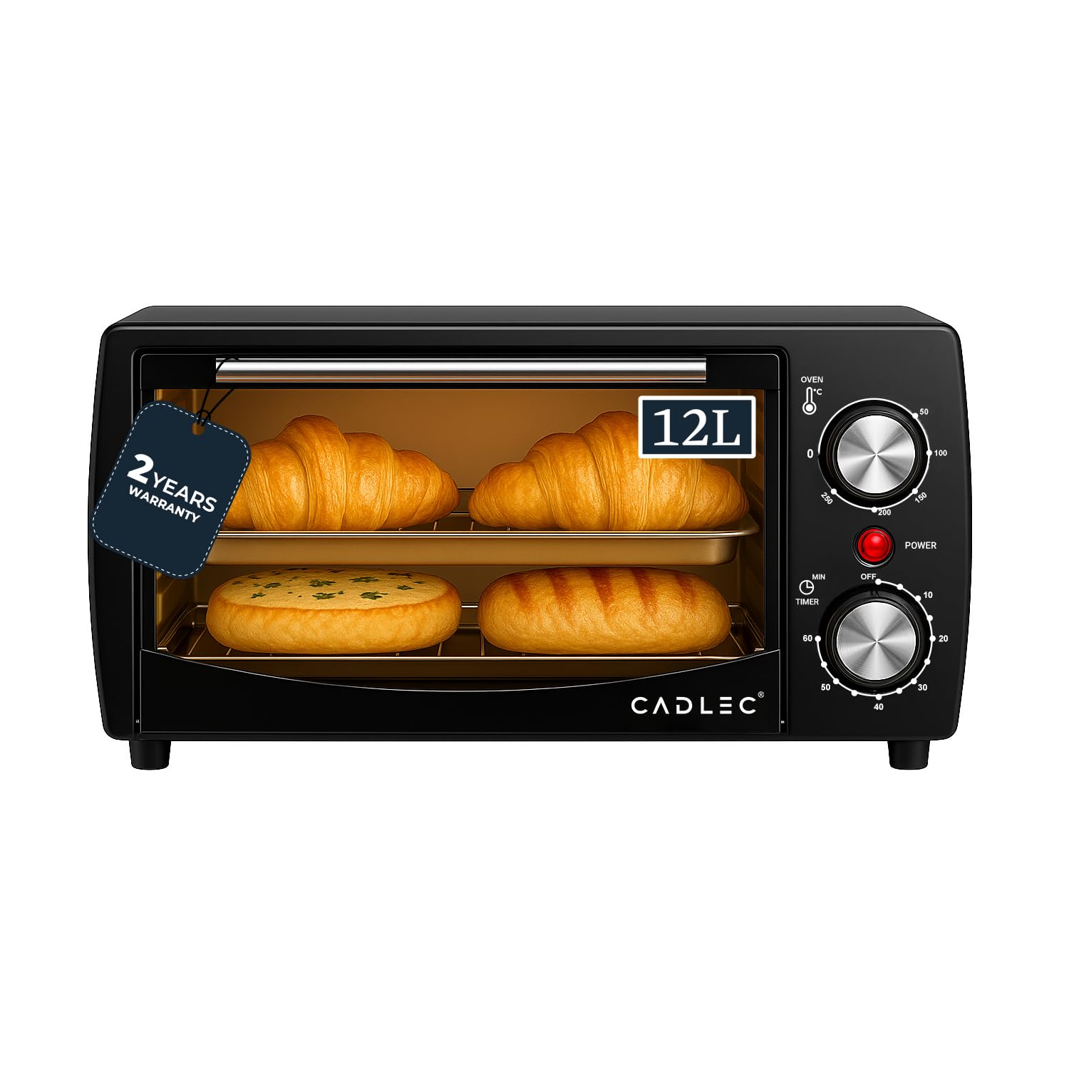 Cadlec Cruise OTG 12 Ltr Oven Toaster Griller with Heating Modes | Temperature Timer Control for Baking Pizza, Cake, Grilling Chicken & Toasting Bread|1 Year Warranty (1000 W, Black)-image-45