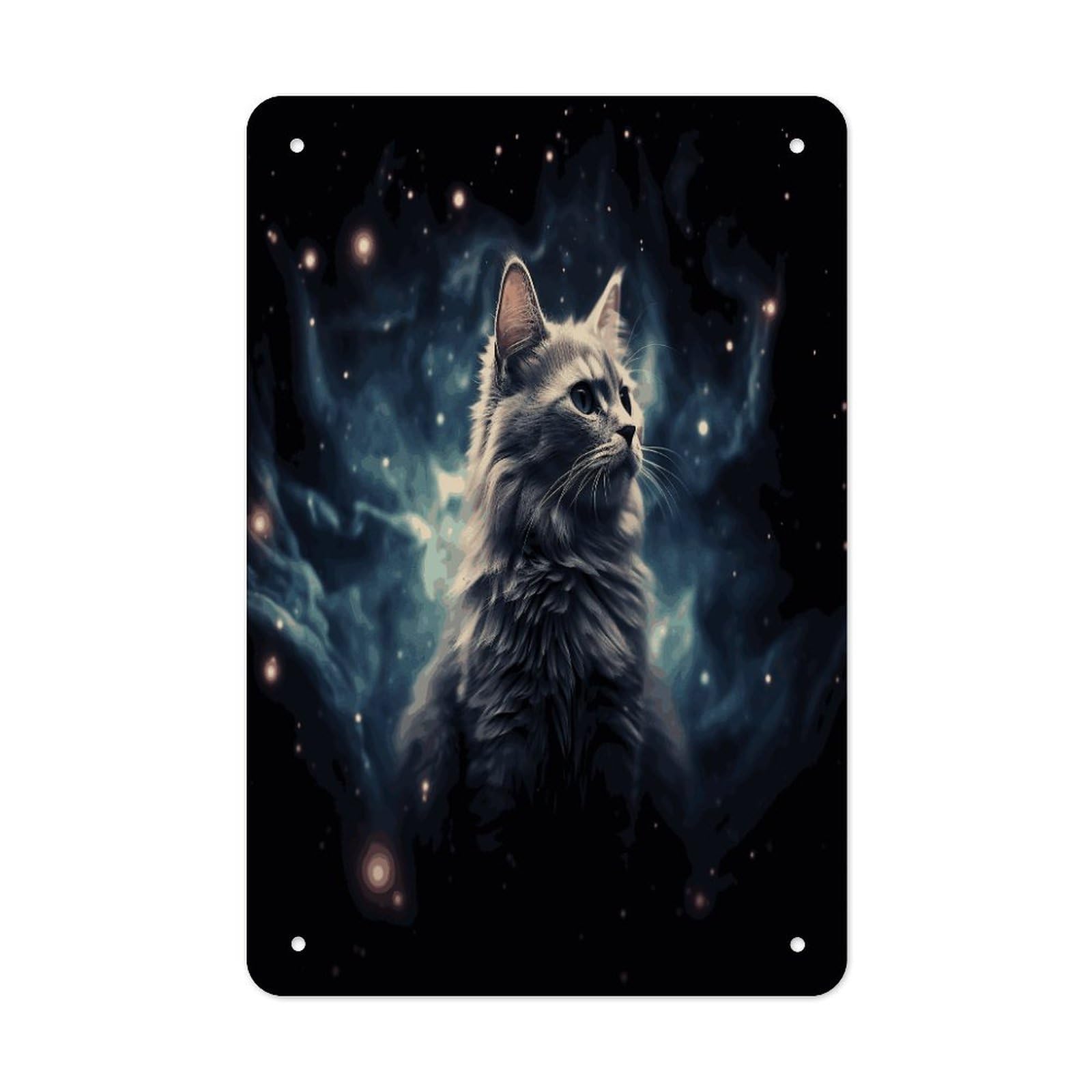 Btcowzrv Style A Cat In A Nebula Metal Tin Sign Wall Decor Hanging Plaque