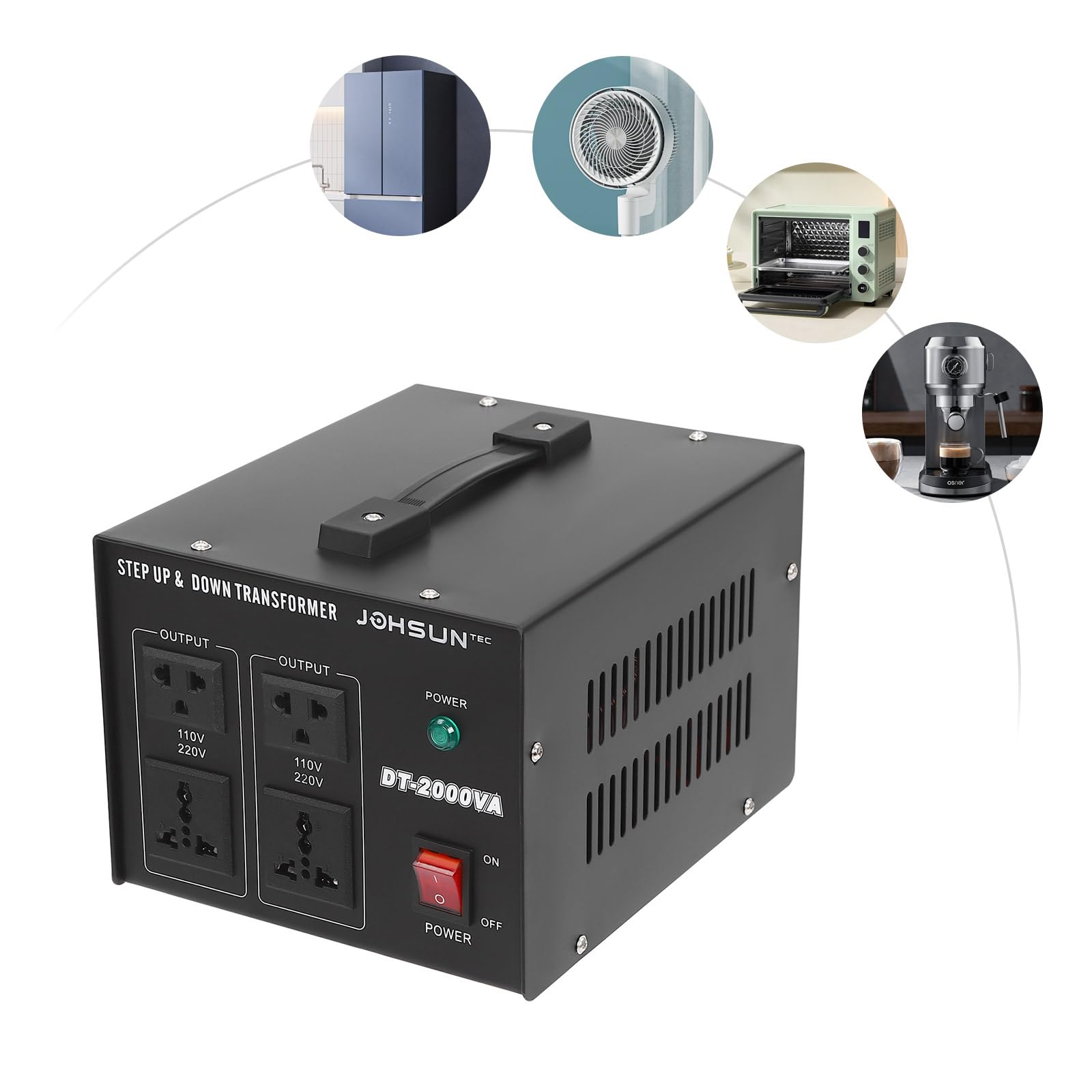 Trasformatore di tensione da 2000 W, 220 V, 110 V, Step Up/Down – Trasformatore di corrente ad alte prestazioni per viaggi internazionali, elettrodomestici, condizionatori, utensili elettrici