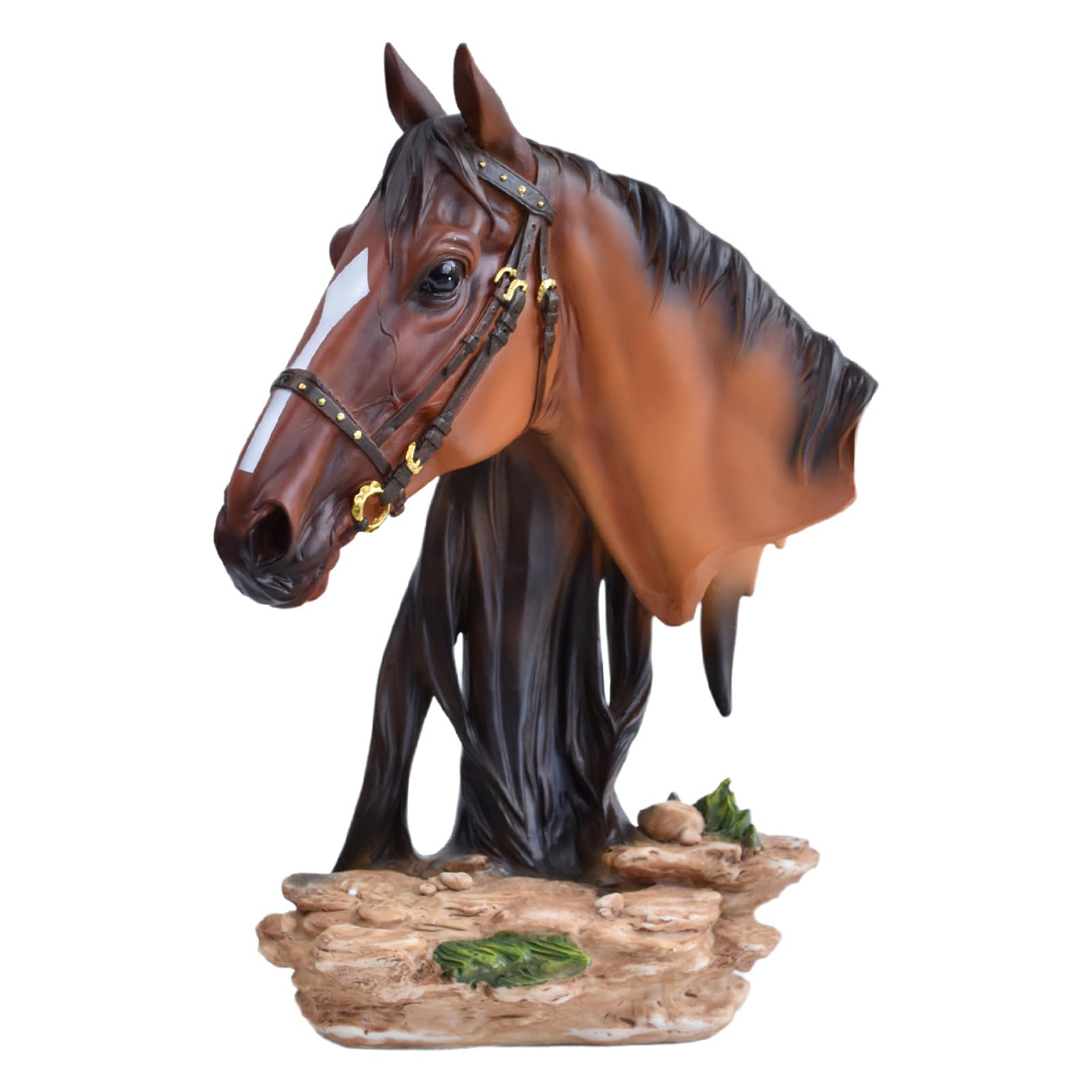 Escultura Decorativa de Cabeza de Caballo - Estatua de Animal de Resina para Decoración del Hogar, Coleccionable para Dormitorio, Sala de Estar, Escritorio, Estantería, Oficina,Marrón