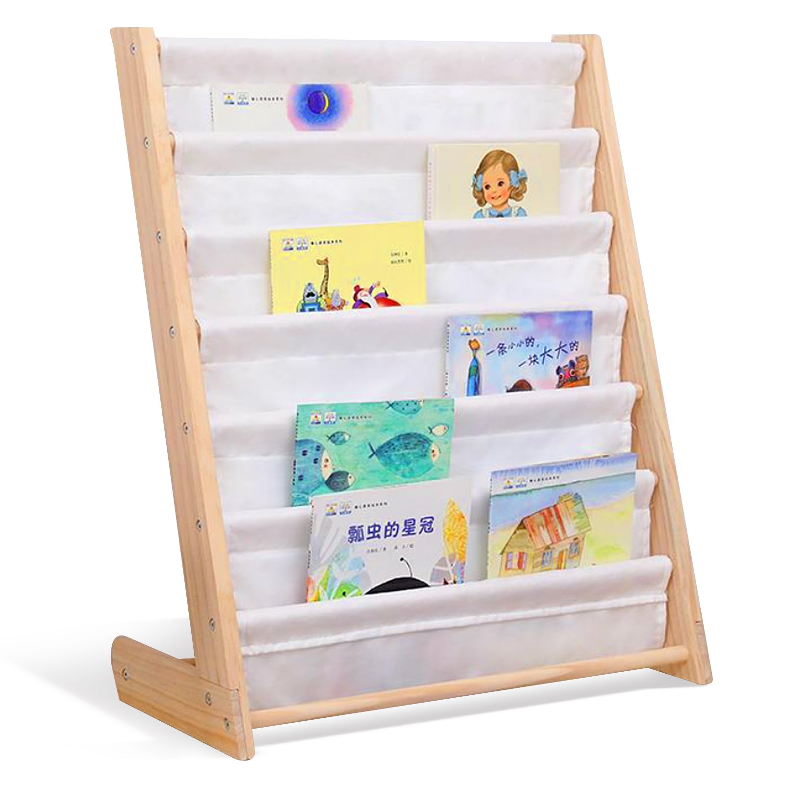 DAYONG 6-Layer Kids Bookshelf, Solid Wood Children's Book Shelf Floor Bookcase, Modern Simple Magazine Rack Kindergarten Book Storage, Student Picture Book Display Stand (color 1)