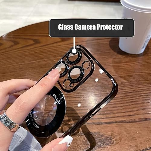 Miniatura 3 de MZELQ Funda magnética transparente para iPhone 15 Pro Max compatible con Magsafe protector de cámara integrado TPU suave a prueba de golpes, diseño