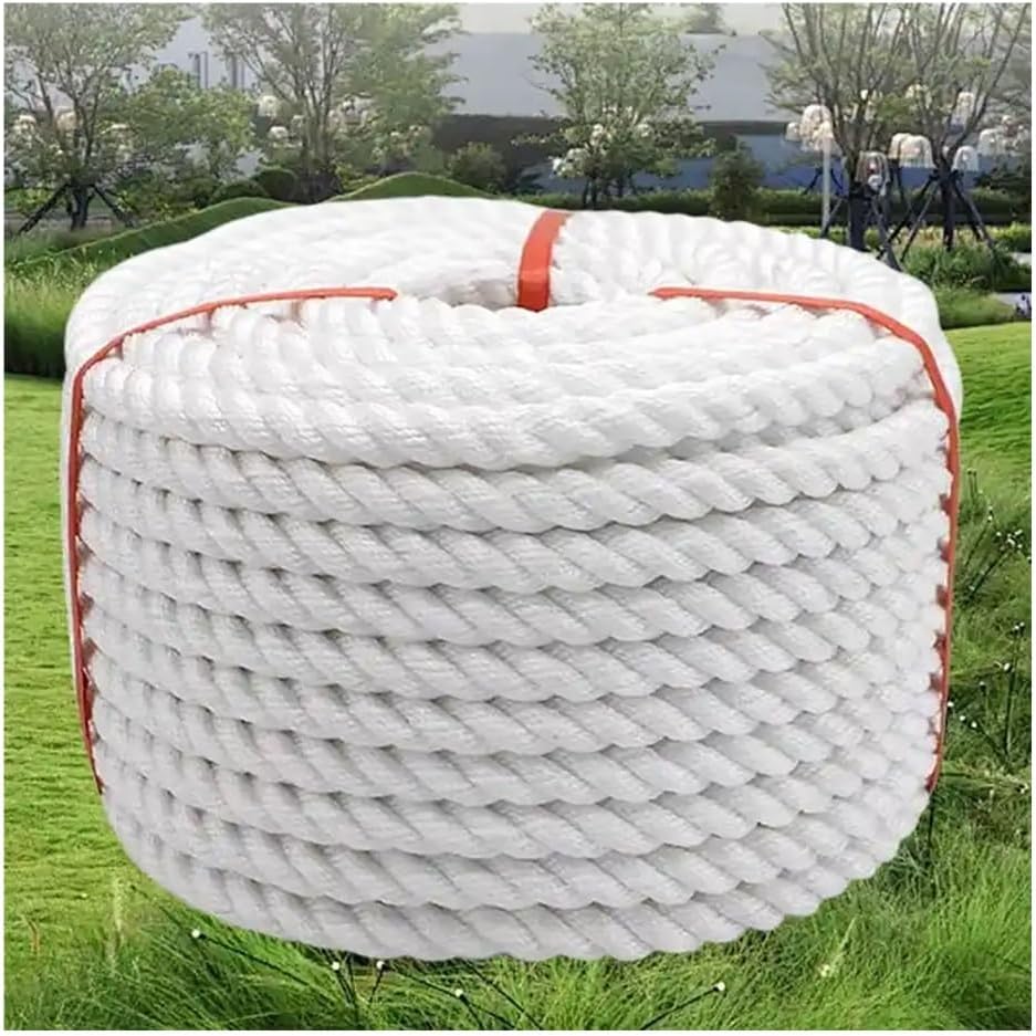 Three Braid Polyester Rope, 3/16" 1/4" 5/16" 3/8" 1/2" 3/4" Multipurpose Pulling Twisted Rope for Tree Work Camping Sailing Mooring Dorking Lifting Rescue(1/4inx164ft)