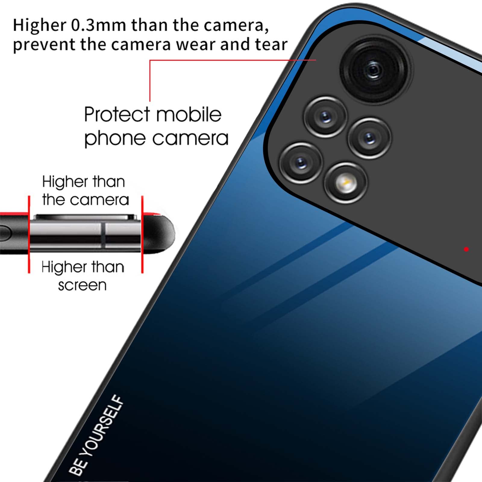 ILING Cover per Xiaomi Poco M4 Pro 4G, Custodia Vetro Antiproiettile Ultrasottile, Case Colorato Antiurto per Assorbimento Degli Urti con Paraurti in TPU (Blu elegante