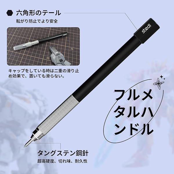 stedi Traceur en acier tungstène, outils de modélisme, outil de découpe de lignes sculptées en résine pour Gundam, modèle militaire à l'échelle, pièces en résine 3D. - 5