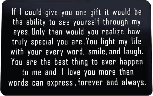 Engraved Wallet Insert Card for Husband Boyfriend from Wife Girlfriend, Anniversary Card Gift for Men, Mini Love Note Gifts, Valentine's Christmas Birthday Gifts for Him