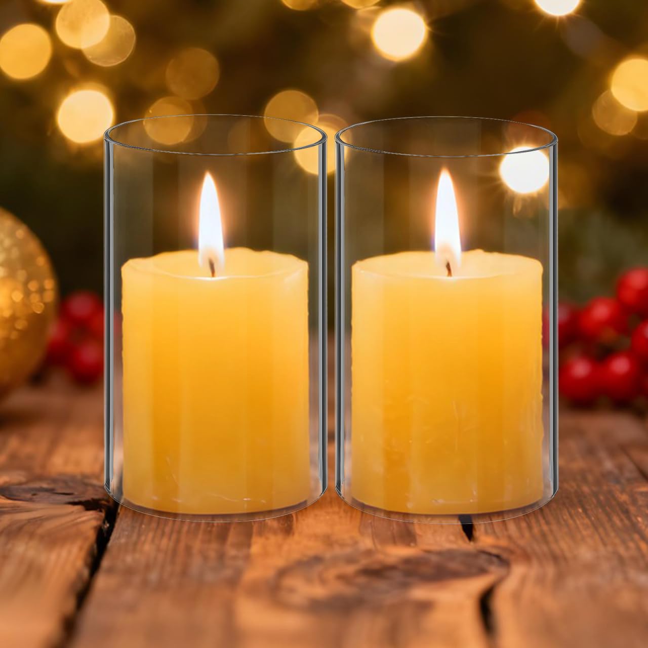2 cilindri in per candele, portacandele a cilindro in, antivento, a cupola, per tealight, matrimonio, decorazione da tavolo, 8 x 15 cm
