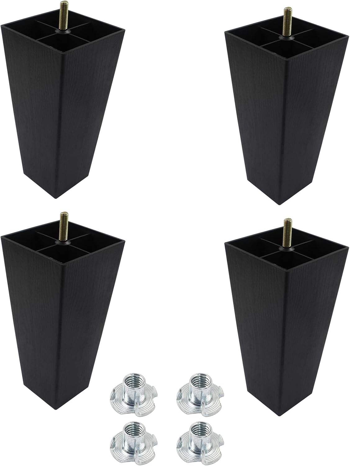 Murtenze 4Pack 8 inch Sofa Legs, Square Tapered Plastic Couch Legs Replacement Furniture Legs with M8 Hanger Bolts for Chair Sofa Dresser Cabinet Loveseats Ottoman Bed 8Inch Square