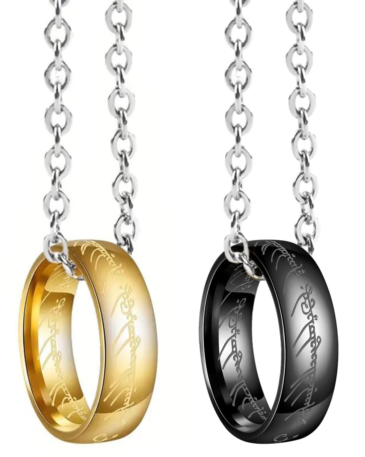 Collar con colgante de anillo,2 piezas collar de pareja,collar inspirado,collar con colgante de anillo para cosplay, joyería de moda,para aniversario,Día de la Madre,Día de San Valentín