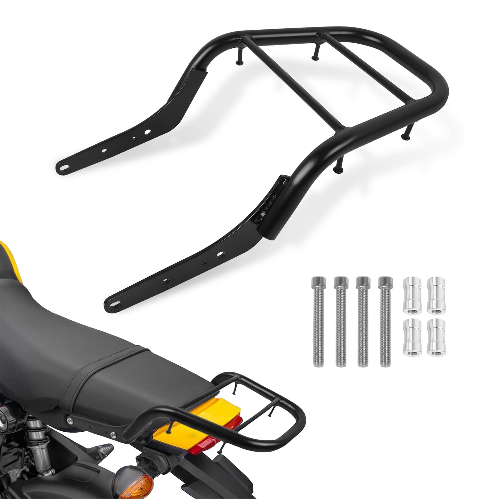 Motorcycle Rear Luggage Rack Carbon Steel Top Travel Case