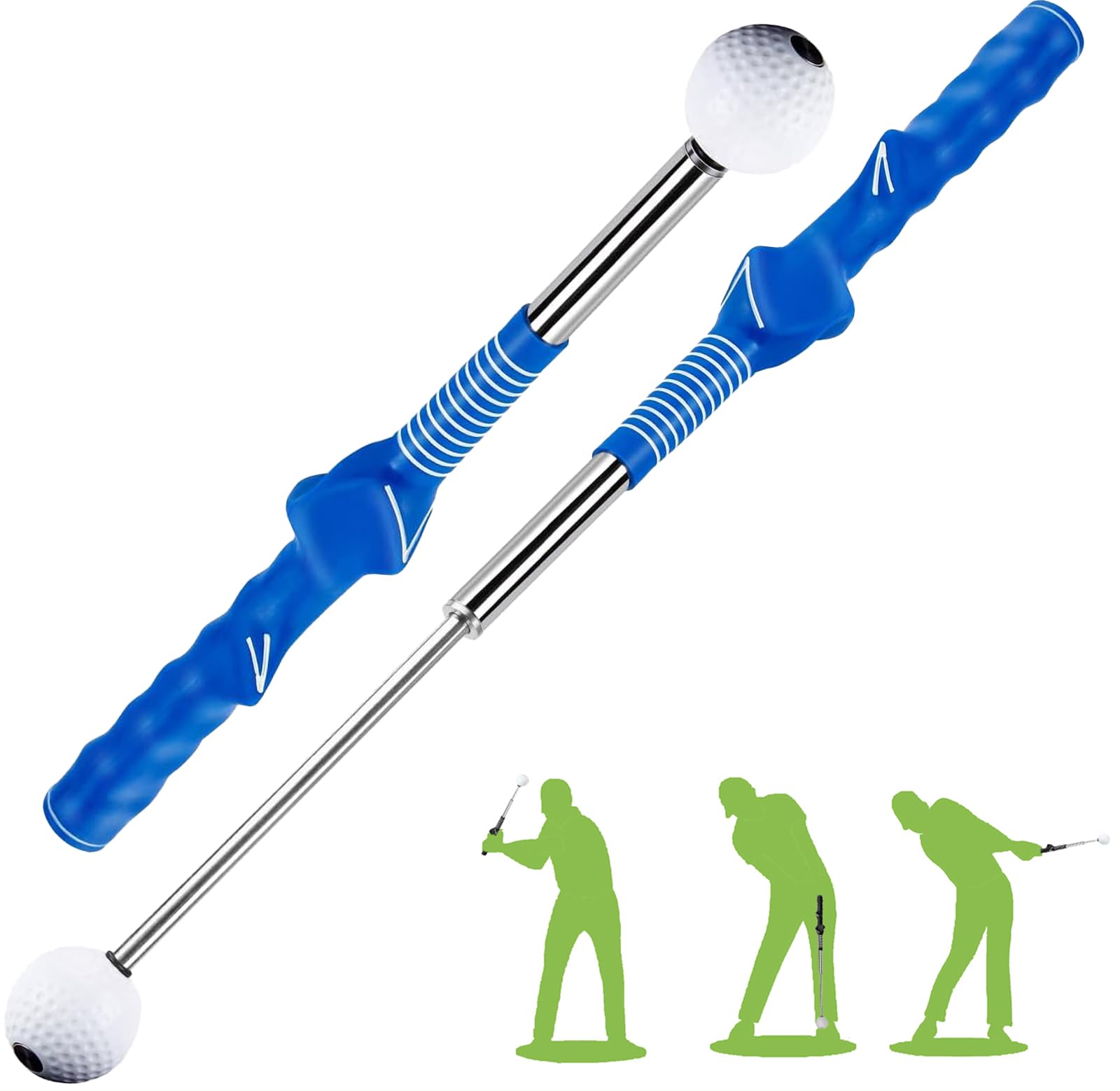 Colefunmit Retractable Golf Swing Trainer, Golf Grip Trainer & Golf Swing Trainer for Warm-up, Right-Handed Golf Training for Indoor & Outdoor, Strength & Tempo Training for Chipping Hitting (Blue)