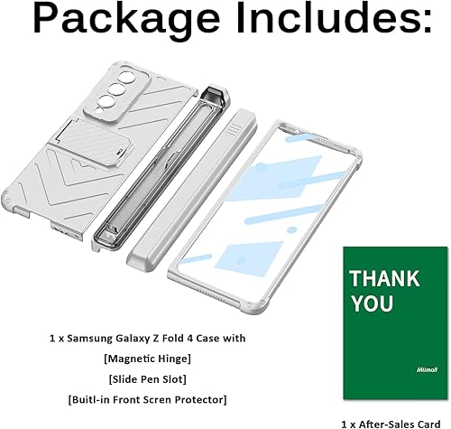 Miniatura 40 de Miimall Funda para Samsung Galaxy Z Fold 4, Z Fold 4 Hinge Bumper [Protector de pantalla de vidrio templado integrado] [Soporte ajustable]