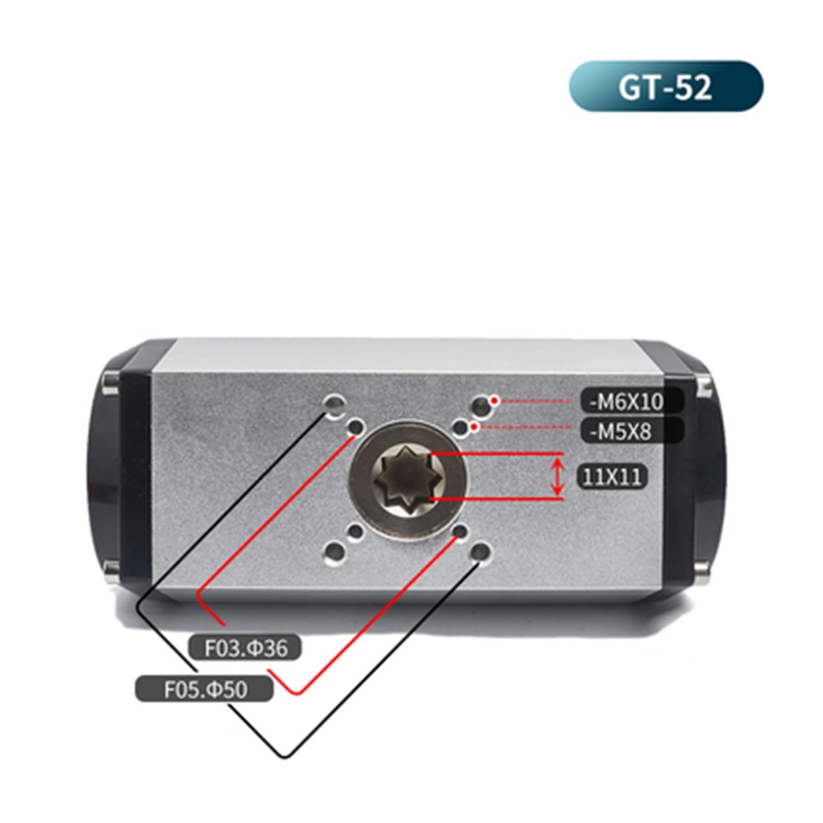 Actuador neumático de válvula de Bola Actuador neumático de Doble acción GT52 Ángulo de rotación 90° Operación por Aire 0,3-0,7 Mpa Utilizado for Abrir y Cerrar válvulas de Bola