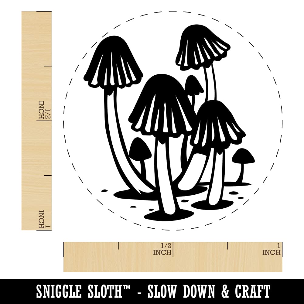 Cluster of Magical Whimsical Little Mushrooms Rubber Stamp for Stamping Crafting Planners - 1 Inch Medium