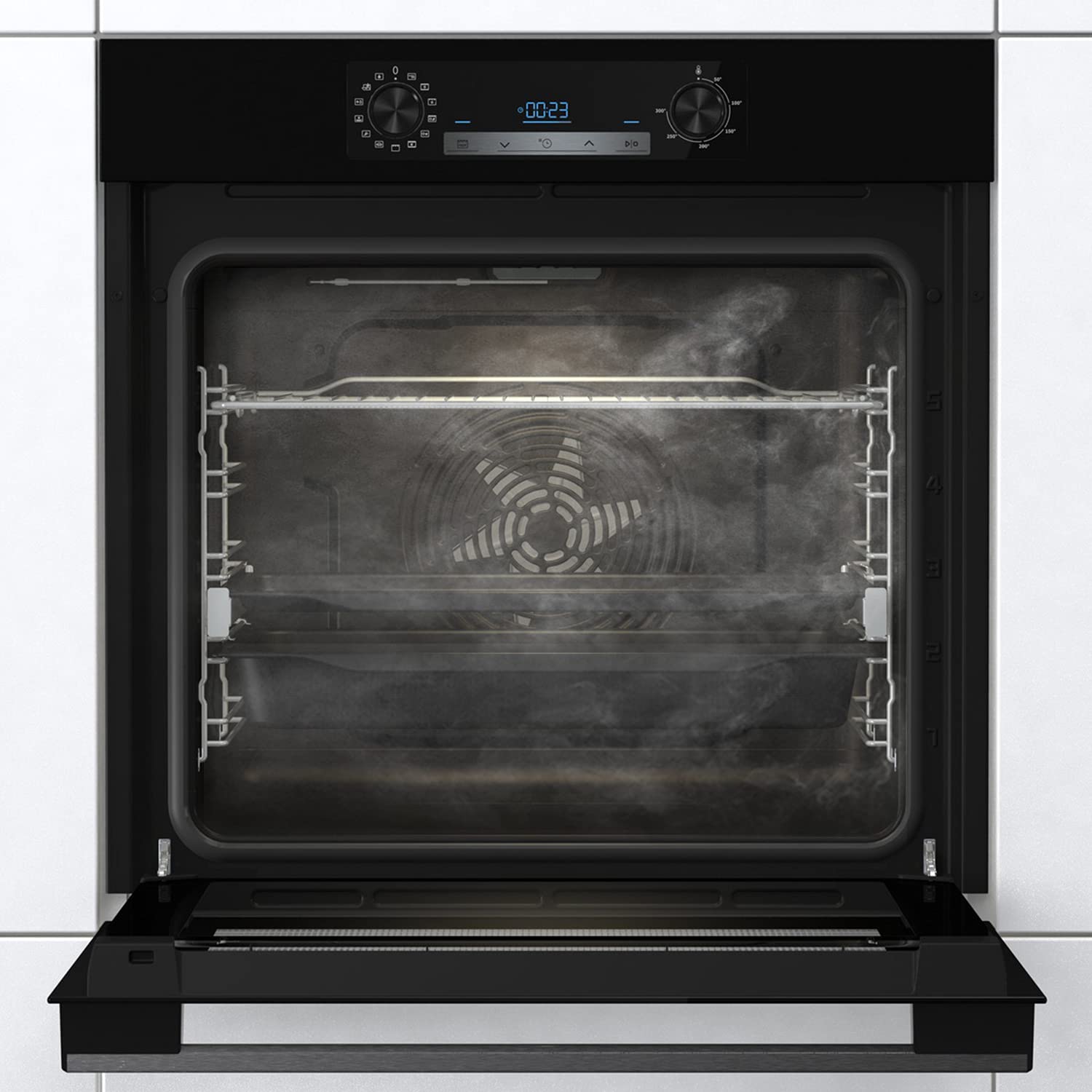 Hisense BSA65226AB, Forno Multifunzione Termoventilato con aggiunta Vapore, Cavità XXL 77L, Pulizia Acqua Clean, 13 funzioni di cottura (tra cui pizza 300 °C e Cottura AirFry)