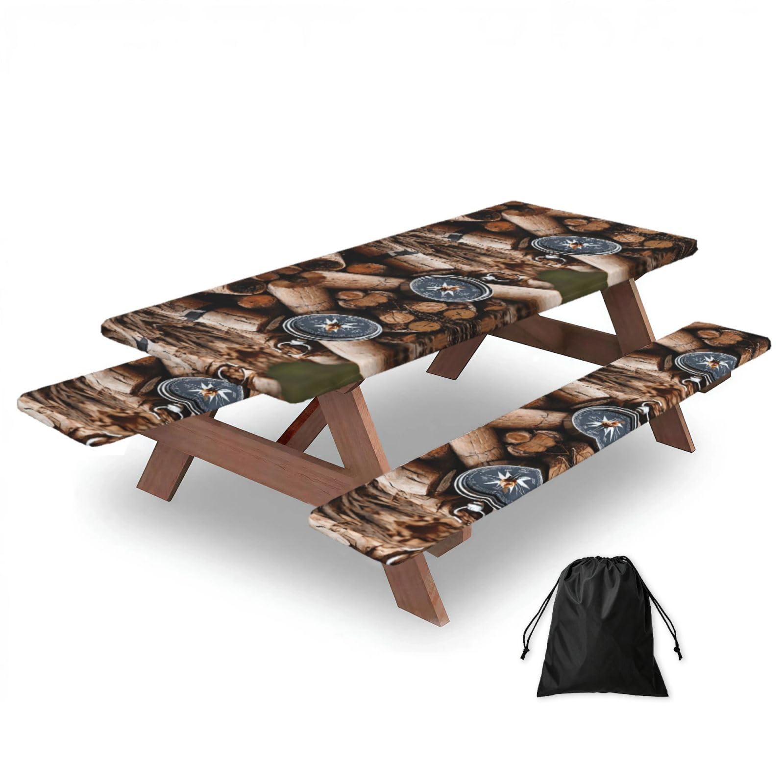 EZDLOWVBA Law Of The Compass Navigation Print Picnic Table Cover With Bench Covers Waterproof Fitted Picnic Table Outdoor Elastic Picnic Tablecloth Outdoor Camping Essentials(3pcs)