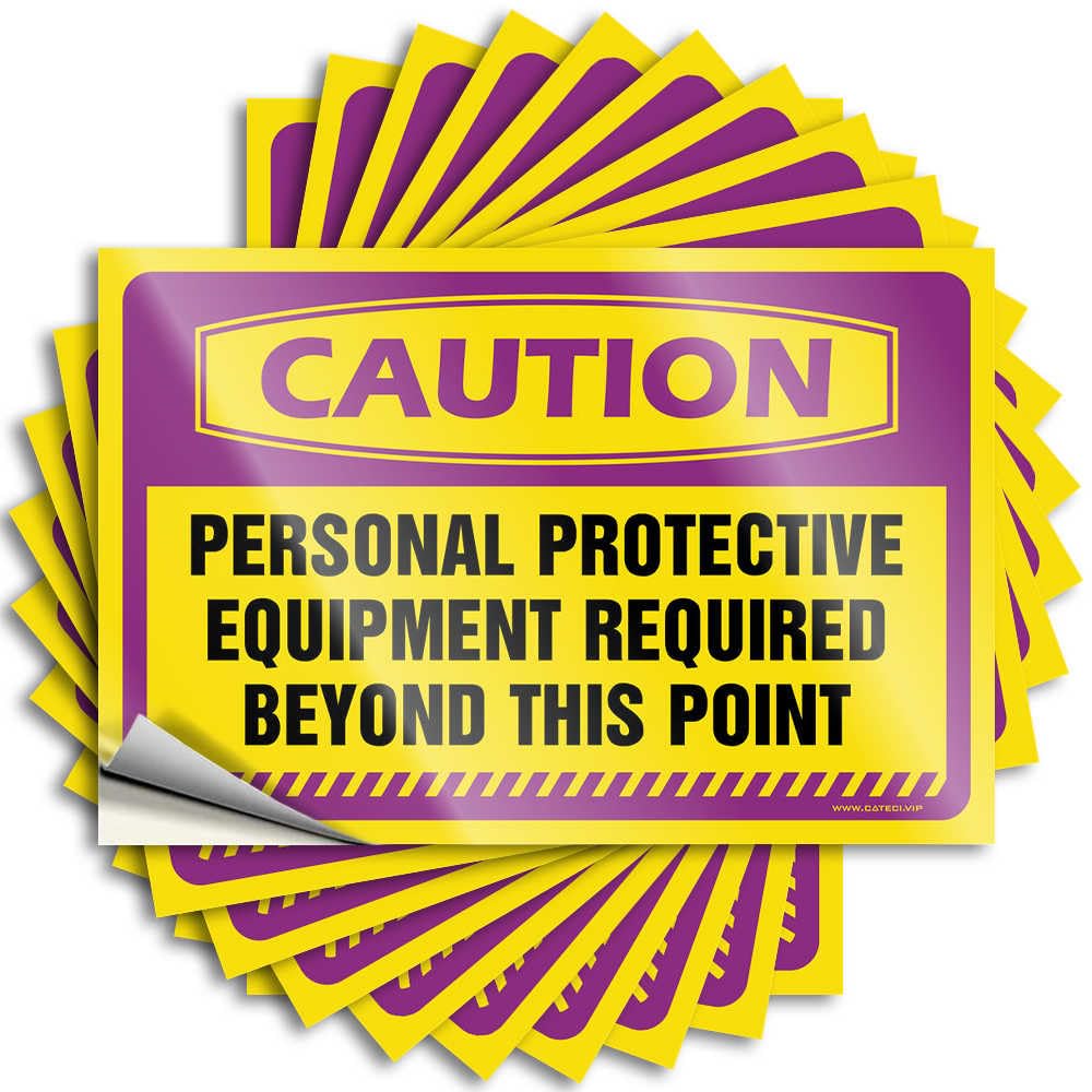 Car Window Stickers Caution Personal Protective Equipment Required Stickers 10Pcs Mechanic Stickers Funny Signs for Bedroom(8X12CM)