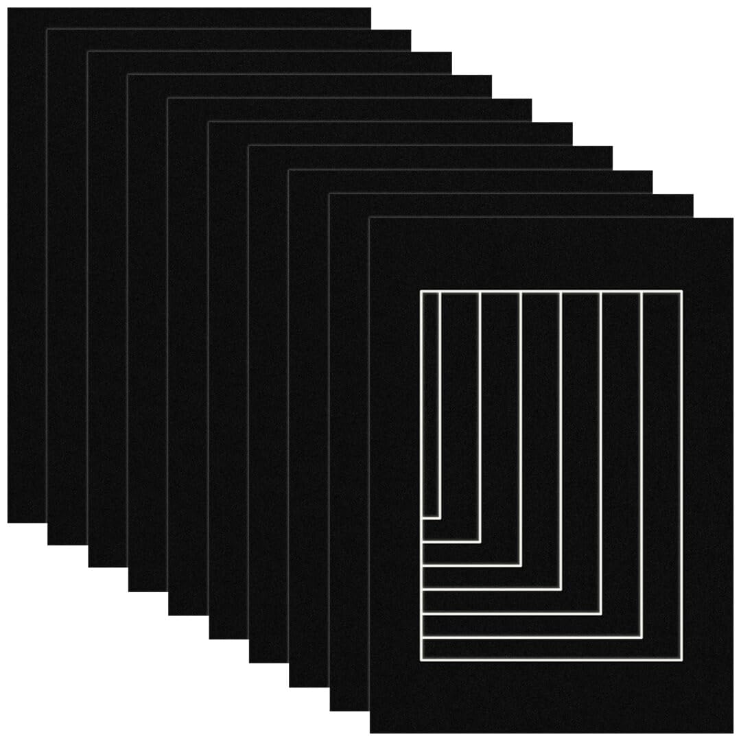Procut Global A1 Black Picture Mounts Board to Fit A2 Aperture Size - Photo Mount Card Ideal for Prints, Artwork, Crafts & Certificates - Sizes & Colors Available - Pack of 10 โ image 1