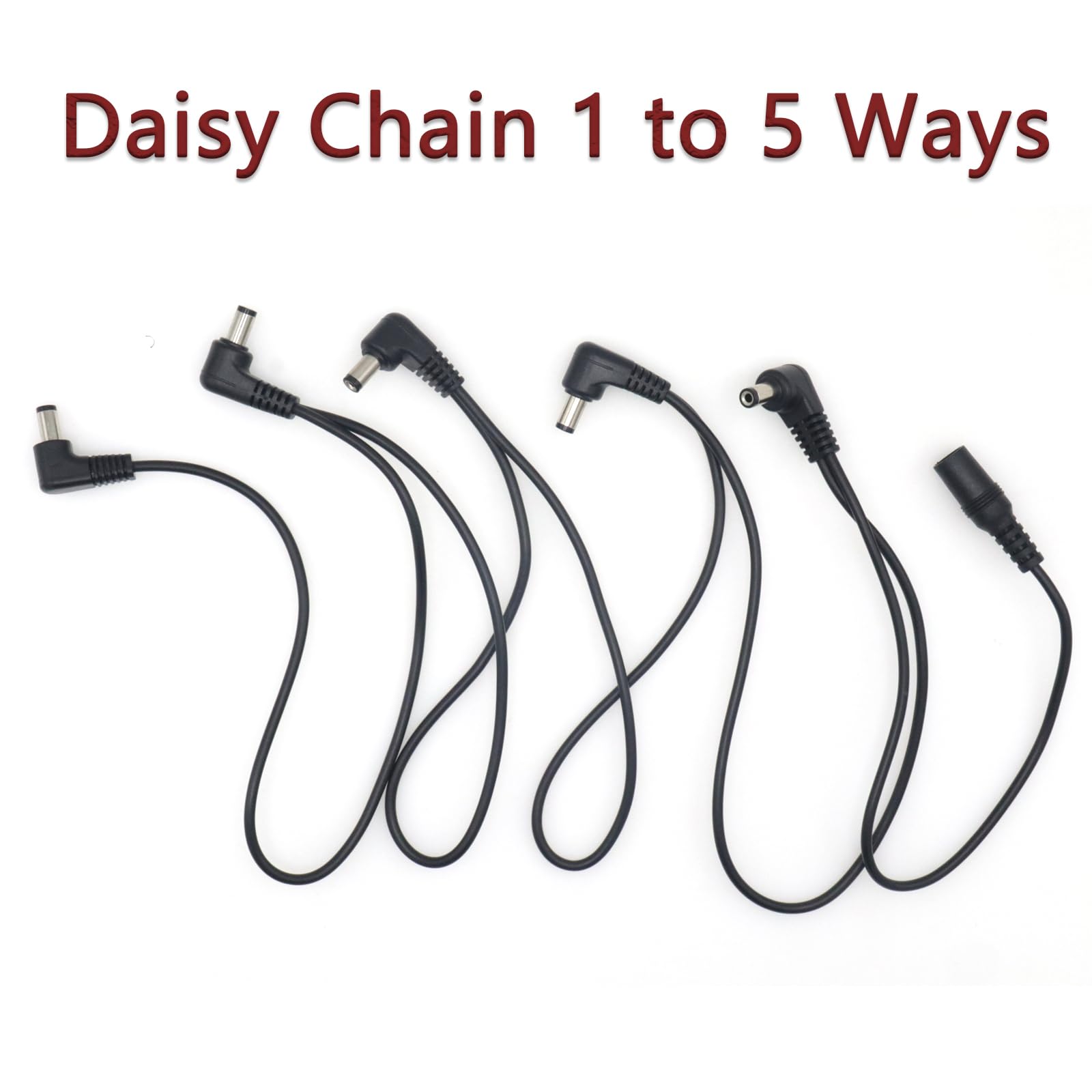 Cheerock 1-to-5 Guitar Pedal Power Cable - Daisy Chain Supply Cord for 9V DC Effect Boards