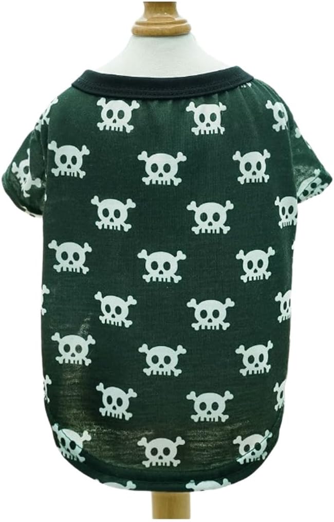 Wantee Dog Clothes Funny Cat Shirt with Skull Print Cotton