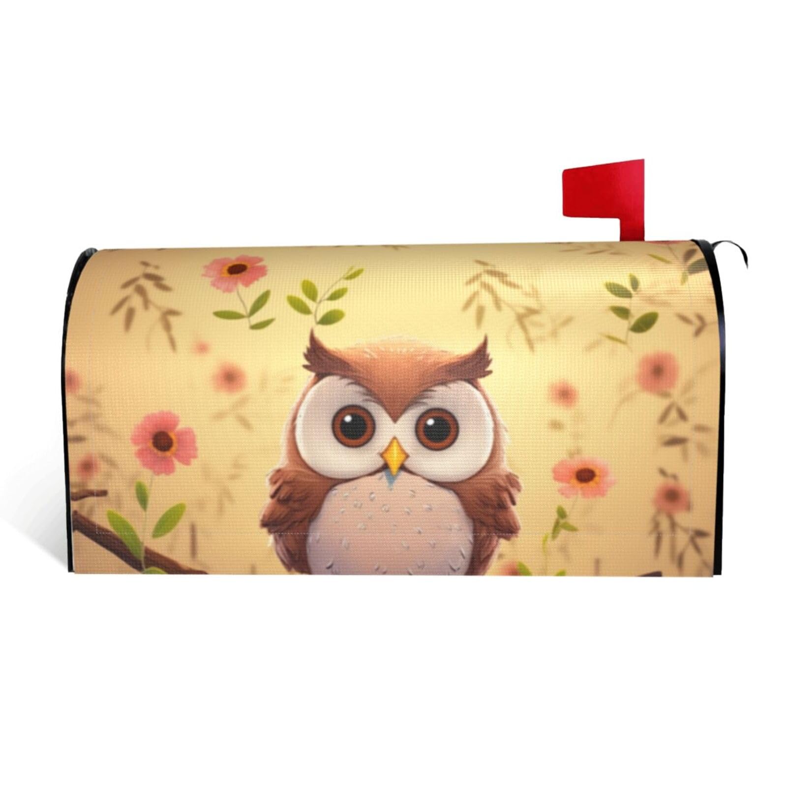 Cute owl Mailbox Covers Magnetic Standard Size 25.5x21 in, Decorative Post Letter Box Cover Waterproof Mailbox Wraps Outdoor Post Wraps for Garden Yard Home Decor