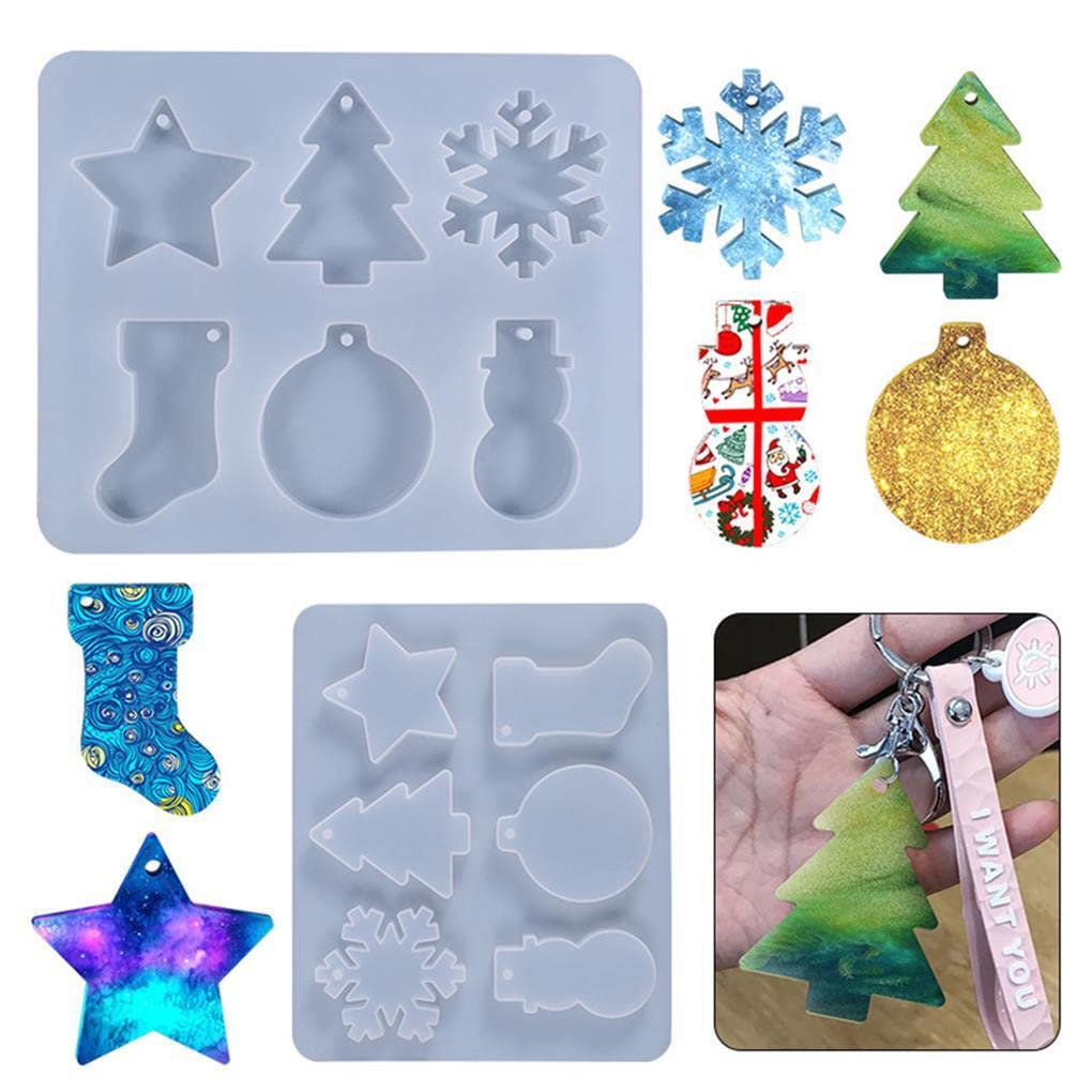 Guangcailun Christmas Ornament DIY Resin Mold Crystal Epoxy Snowflake Snowman Xmas Tree Silicone Keychain Mould Home Decoration - Image 2