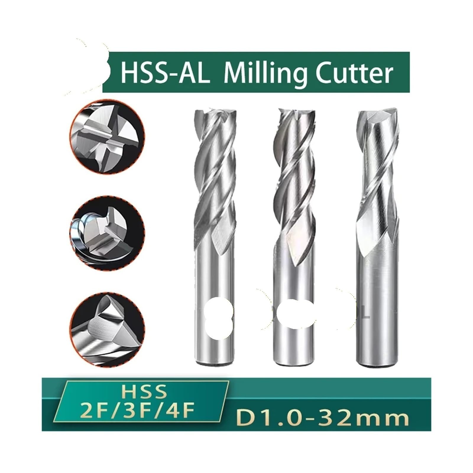 1 sztuk frezy trzpieniowe HSS przecinak do metalu Co8 kobalt D1-32mm 4 ostrza zęby aluminium narzędzie do frezowania klucz Seater Router Bit(30mm-166L)