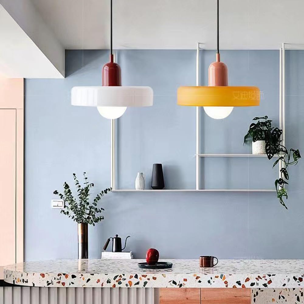 Biała, mrożona szklana lampa wisząca do kuchni, wyspa, zlew, lampa wisząca w stylu Mid Century Modern z żarówką mleczną, żyrandol Nordic Boho Coastal do jadalni, sypialni, ganku i wejścia