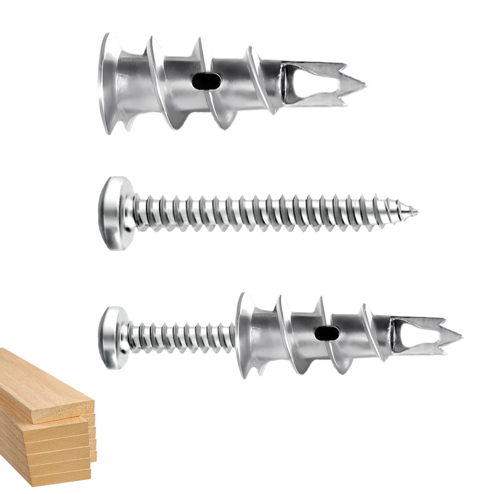 50 stuks zelfborende gipsplaatpluggen, gipsplaatpluggen, metaal met schroeven, pluggen, zelfblokduger, holle ruimtepluggen schroeven voor bevestiging in beton, steen, baksteen, gipsplaten enz