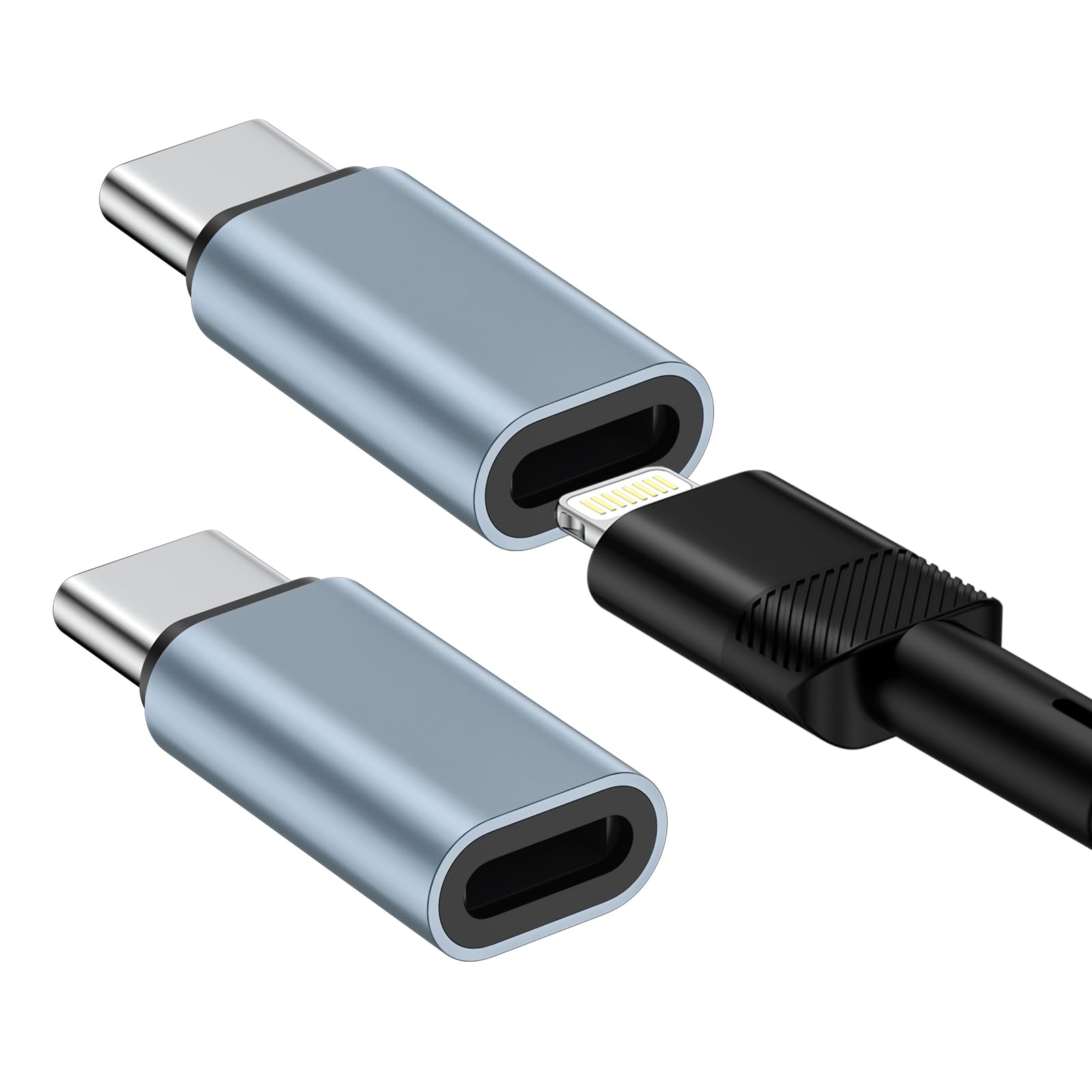 2 adattatori da Lightning a USB C per iPhone 16/16 Pro Max/16 Plus/15, tipo C a Lightning con ricarica rapida e trasferimento dati per Samsung Galaxy S25 Edge/S24, non per audio/cuffie/OTG