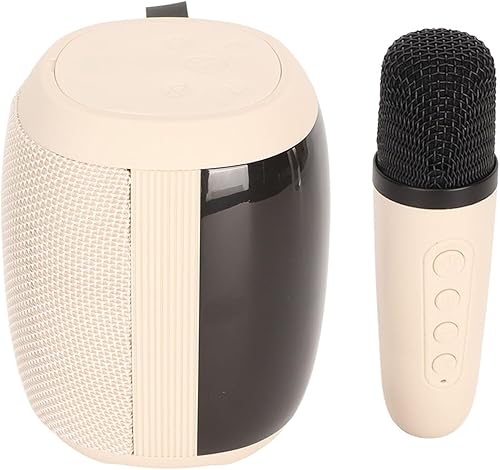 Mini Karaoke Machine, RGB Light 5 Karaoke Sound Effects Subwoofer Stereo Karaoke Speakers Double Suspension Lanyard with Single Microphone for Party