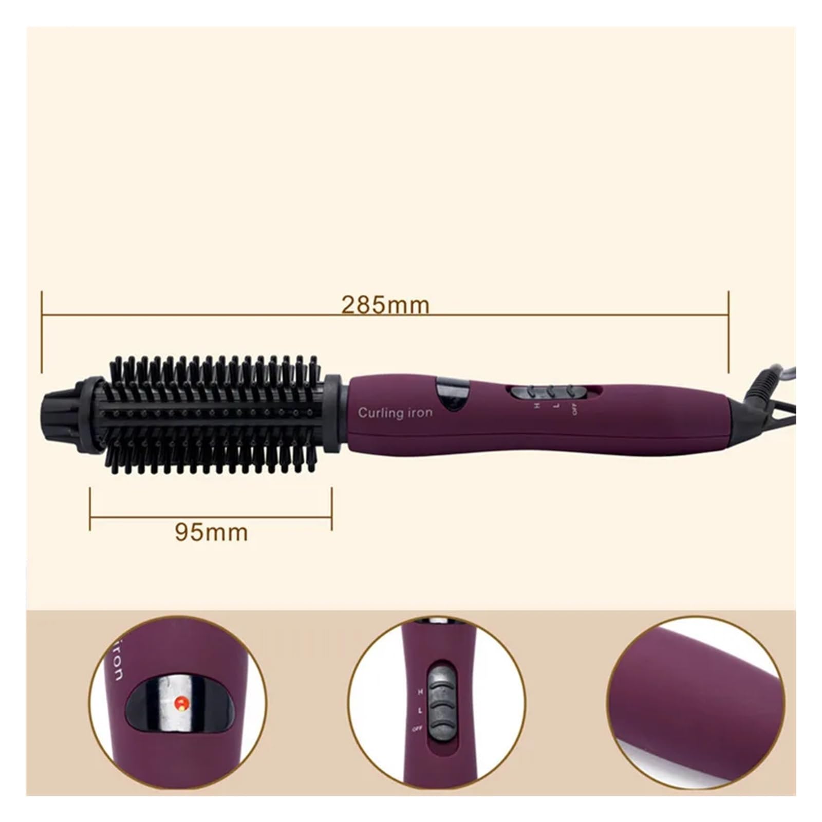 Le fer à friser électrique à vitesse élevée et basse ne fait pas mal aux cheveux, peigne à cheveux, fleur de poire, forme de brosse ronde électrique cuicui