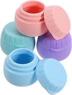 FOMIYES 4pcs Silicone Cream Jars Travel Cosmetic Containers Refillable Cream Bottles Leak-proof Toiletries Jar with Lid Small Sample Containers for Women and Girls