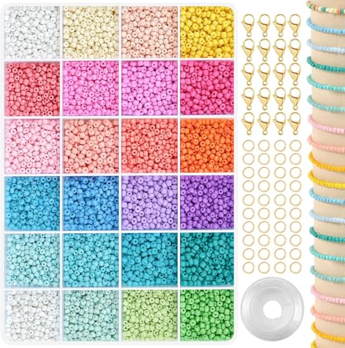 ARTREE Missangas para fazer pulseiras 24 cores pastel macarons, 3 mm contas argila polímero para fazer pulseiras contas contas de vidro, bricolage-artesanato presente de aniversário unissexo