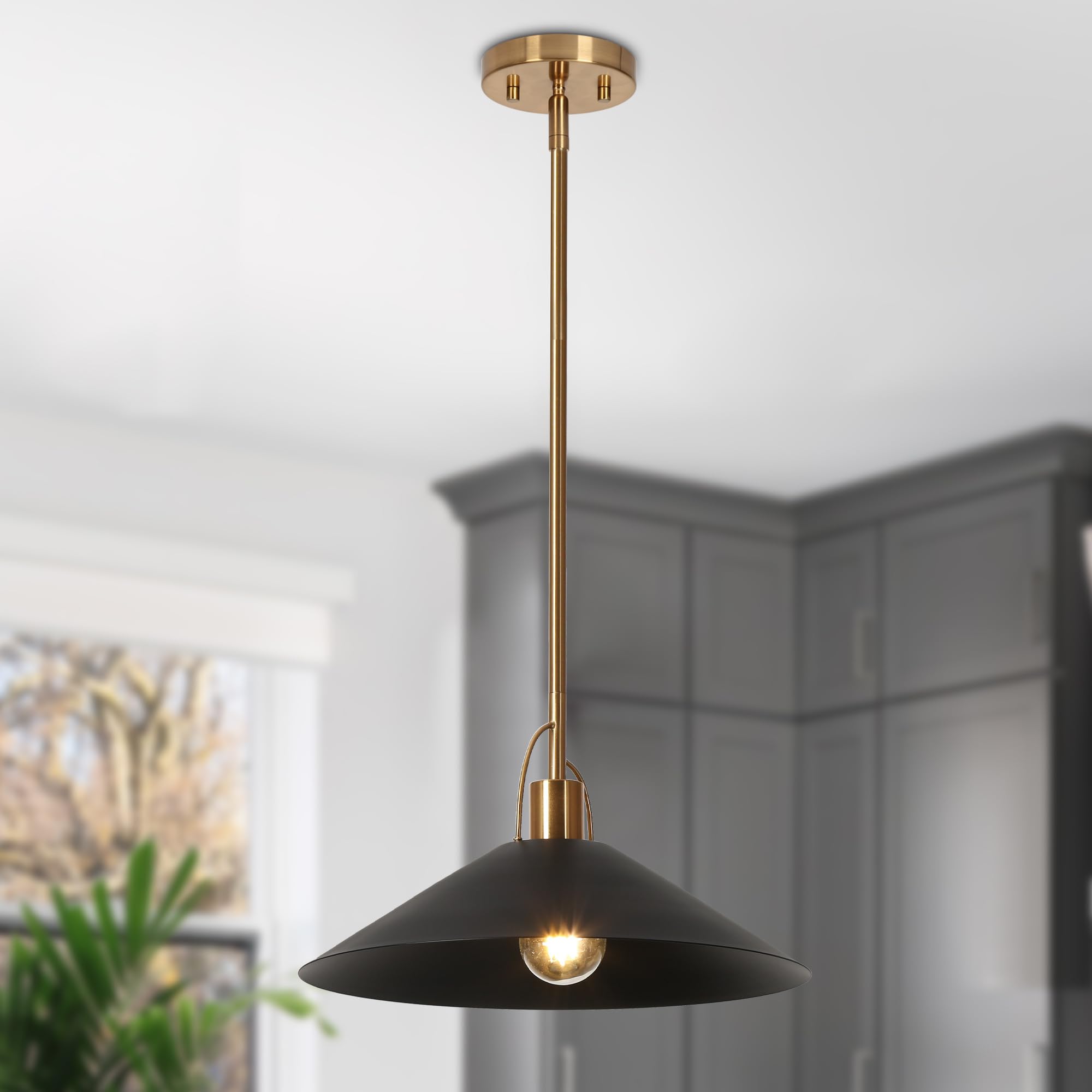 KSANA Pendant Lights Kitchen Island, 13.8-Inch Gold and Black