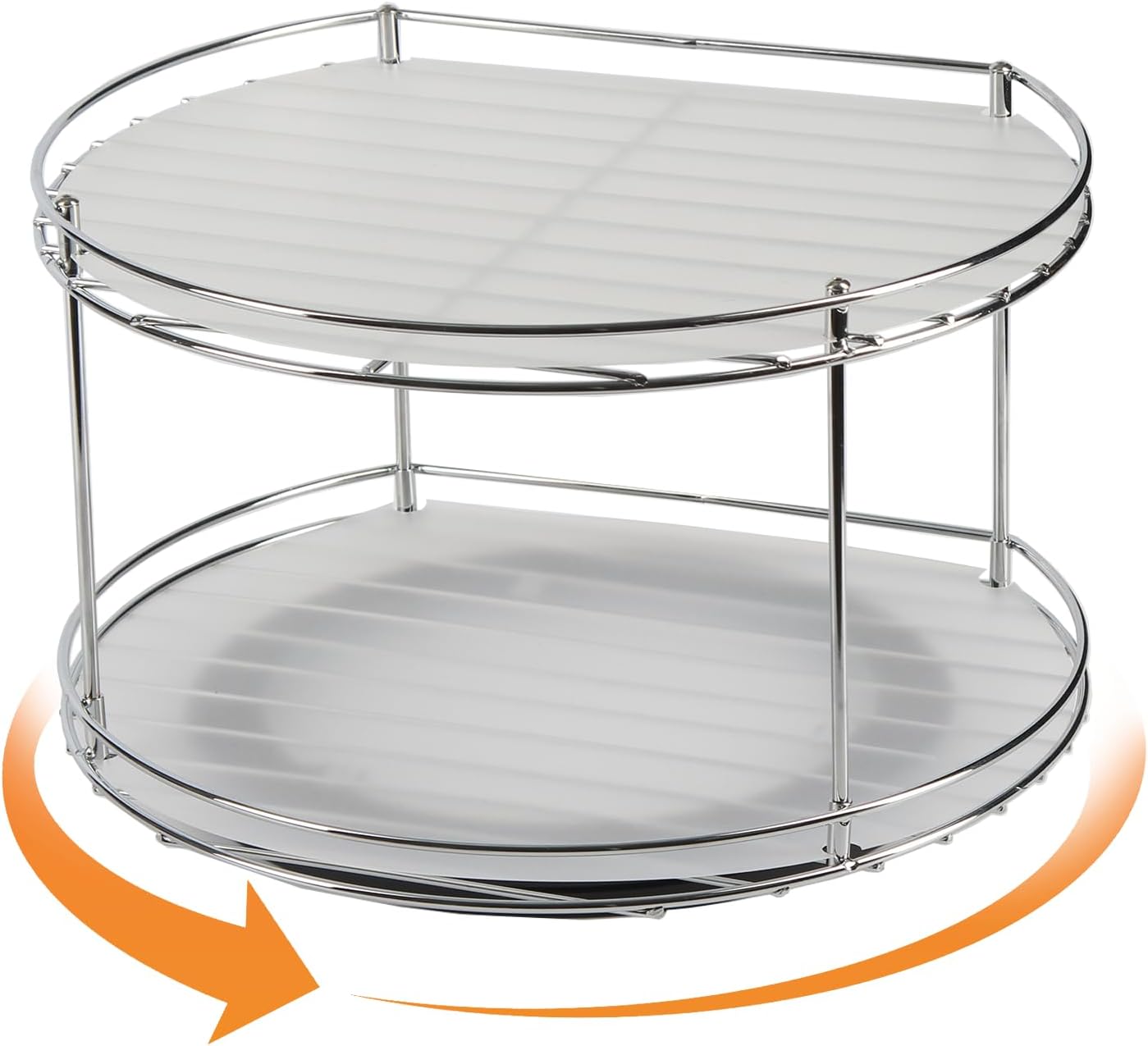 J JACKCUBE DESIGN 2 Tier Lazy Susan Turntable Cabinet Organizer - Rotating Spice Rack Storage Container - Medicine Storage Holder for Cabinets, Pantry, Fridge, Countertops - MK533A
