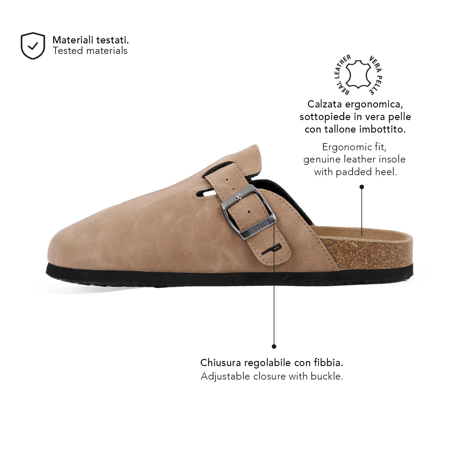 PERLETTI Chaussons Homme avec Semelle Intérieure en Cuir Véritable - Claquette Hommes Léger Confortable Garcon