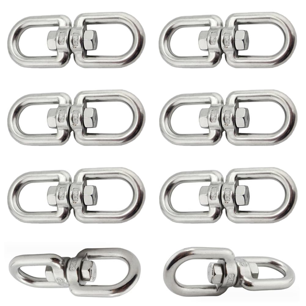 AISHOW 6 Pieces Swivel Stainless Steel M6 Rope Swivel Ring Double Sided Swivel Eyelet Hook for Connecting Ropes Chains Hanging Furniture Hanging Chair 6 x 68 mm