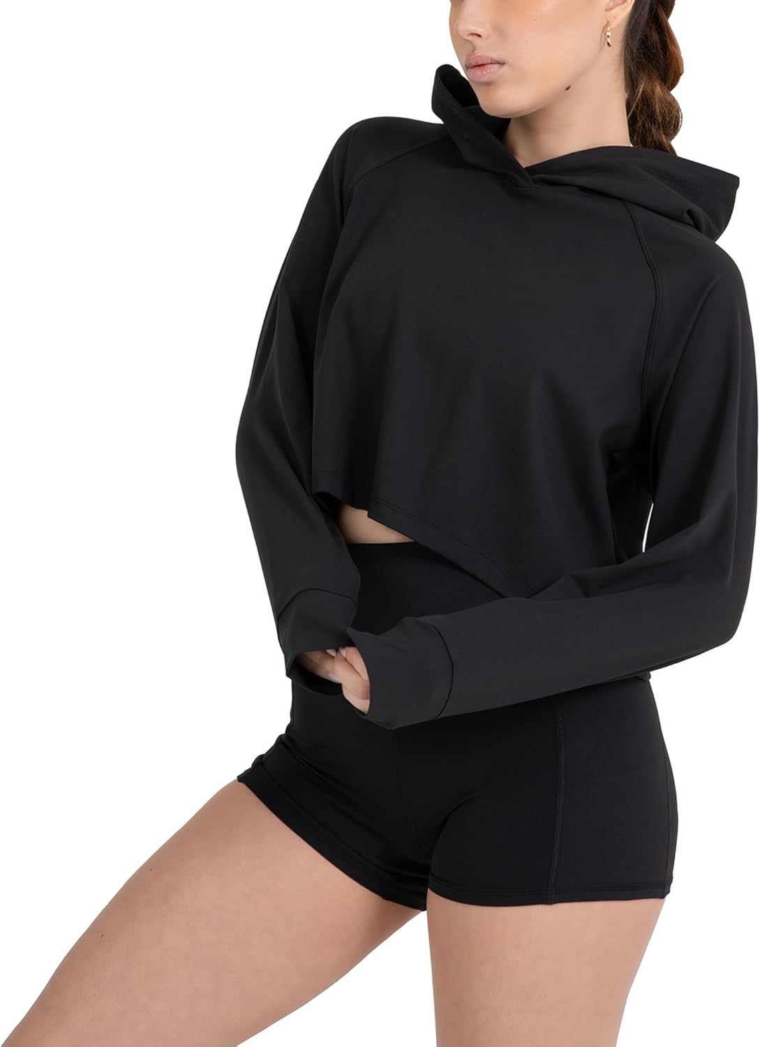 YITTY Active Women's UltraLuxe Cropped Hoodie – Soft Long Sleeve Sweatshirt, Lightweight (Activewear & Loungewear)