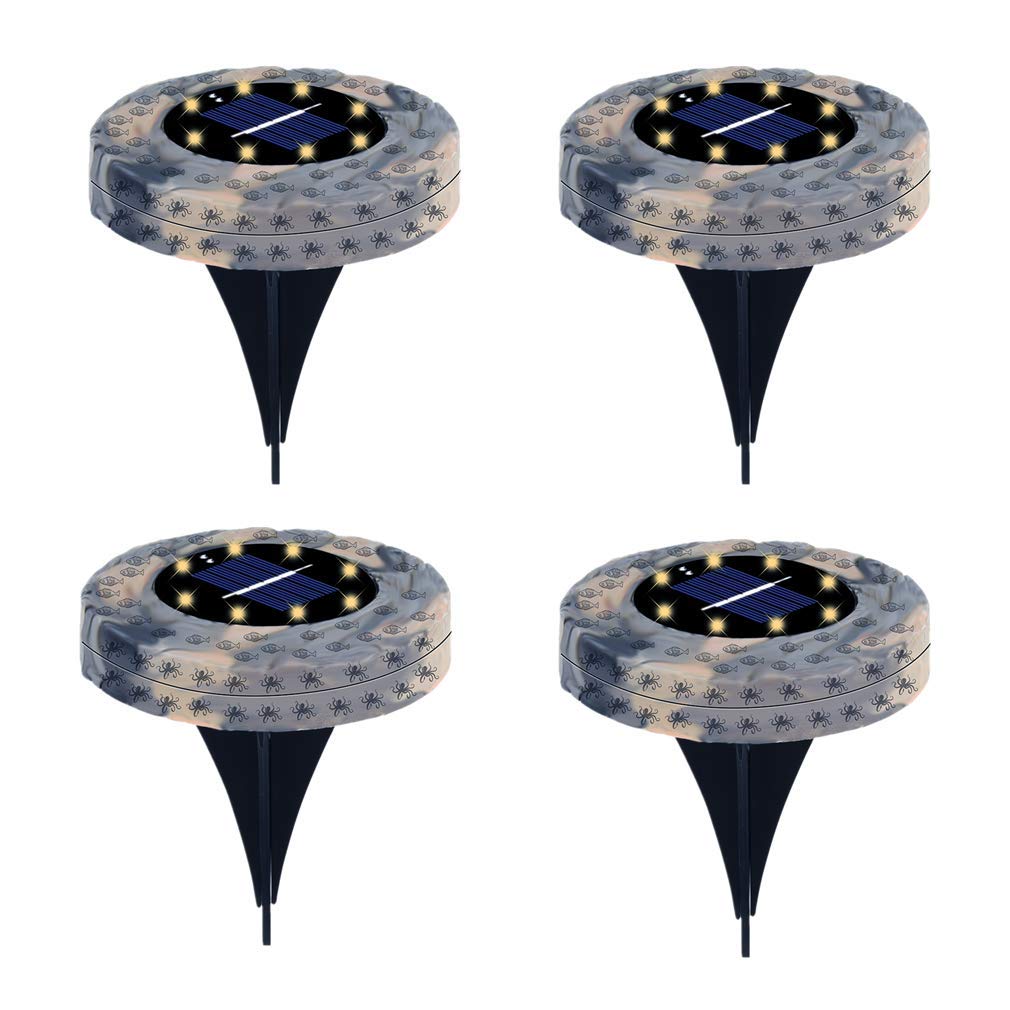 Ulalaza 4Pcs Solar Ground Lights 8 LED Waterproof Outdoor Garden Lights for Yard Driveway Lawn Pathway (Warm White) — image 1