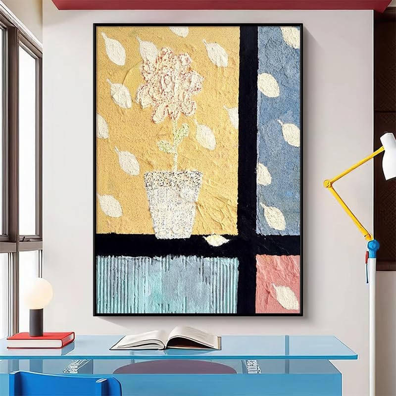 Tableau Abstrait Moderne Fleuri pour Rompre la Monotonie des Murs Blancs de Salon