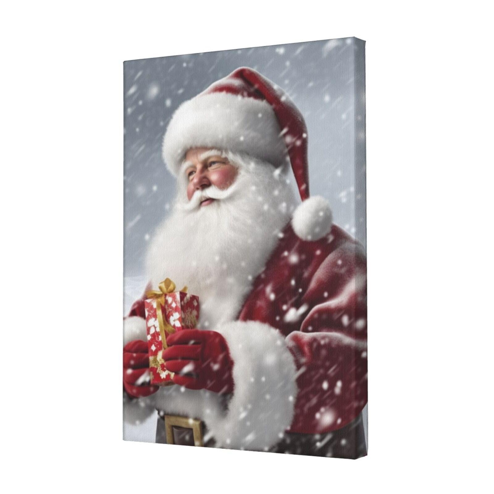FodPand Santa Claus Snow Secenry Canvas Wall Art for Living Room Wall Decor 12"x18" Modern Artwork Painting Pictures Hanging Canvas Prints Aesthetic Wall Art for Bedroom Bathroom Office Wallart Decor