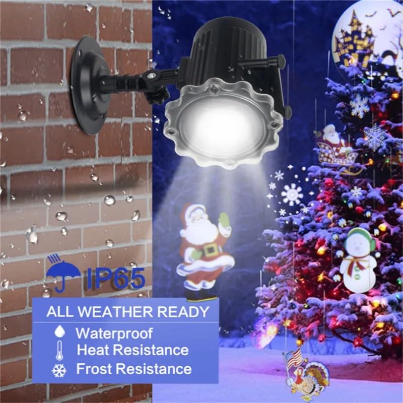 Proiettore di Luce, proiettore olografico di Halloween, proiettore di Halloween a LED con 12 Motivi, Luce a Forma di Fiocco di Neve/Pupazzo di Neve, proiettore di Natale, Effetto Animato IP6