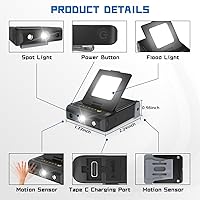 Vista 2 de LHOTSE Luz LED recargable para sombrero con sensor de movimiento, luz dual de 300 lúmenes, manos libres, clip, linterna, linterna portátil