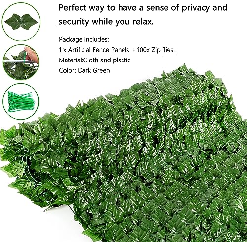 Comtelek US-LB Artificial Ivy Privacy Fence 118X39.4In Grass Wall Screen Fake Vines Balcony Fence Privacy Screen Cover, Faux Ivy Leaf Hedge Panels Wall Decoration thumb #5