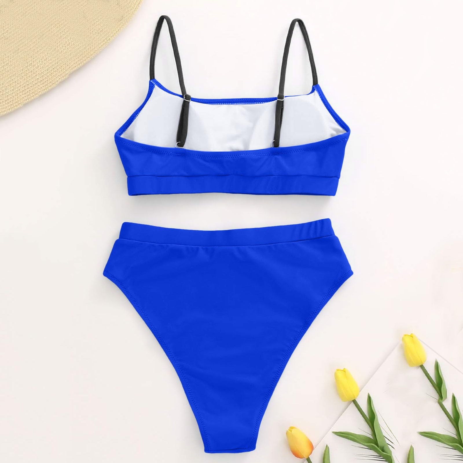 Damski zestaw bikini z wiązaniem na szyi push up dół top dwuczęściowy strój kąpielowy, biały, XL
