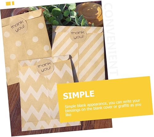 Miniatura 6 de EXCEART 80 sobres grandes sobres de papel kraft marrón sobres de punto sobres pequeños sobres 2x3 rayas sobres de efectivo sobres bebé 100gsm papel